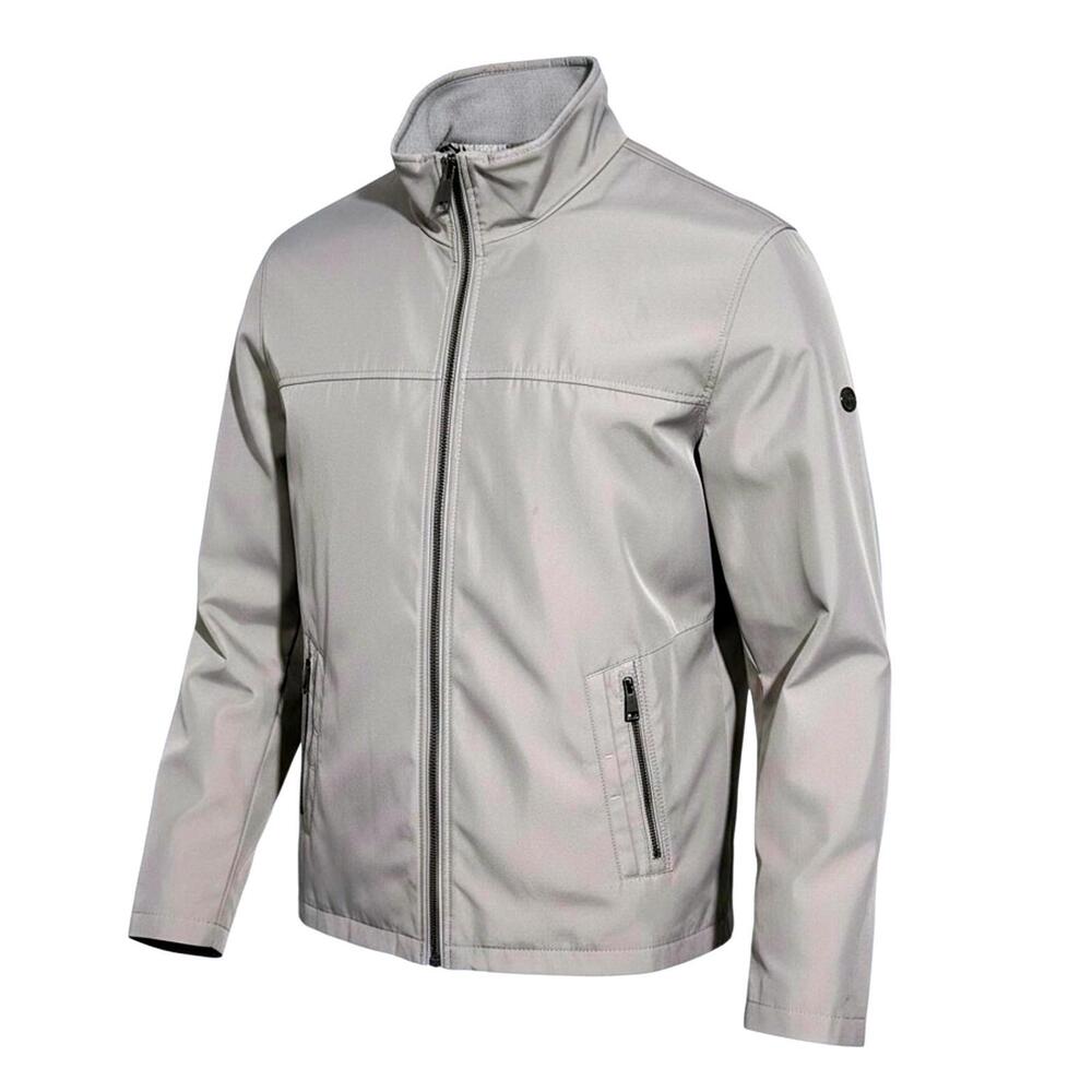 CALVIN KLEIN Mens XXL Gray Zip-Up Windbreaker Bomber Rain Jacket - Plaid Lining